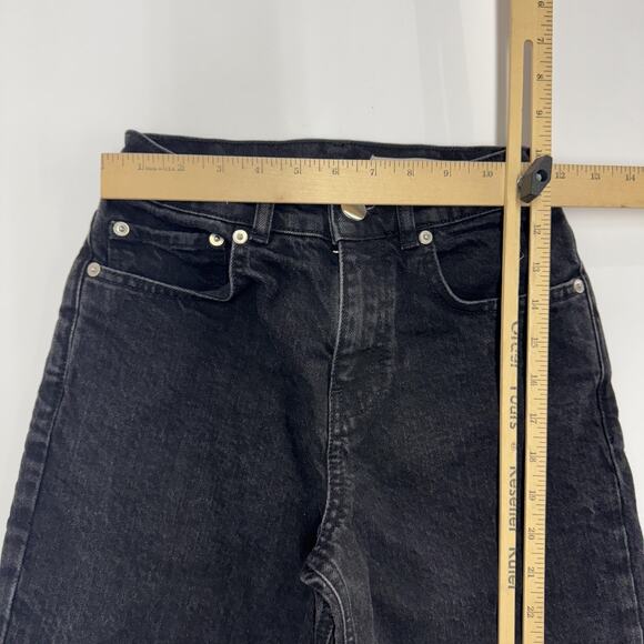 ASOS Jeans Womens 26 Black Washed Straight Leg High Rise Raw Frayed Hem Ankle - Picture 5 of 7